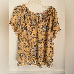 Max Studio Women’s Beautiful Floral Print Blouse -Short Ruffled Sleeves-Sz XL